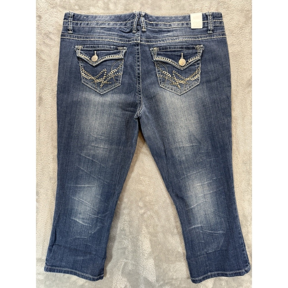 Maurices Capri Jeans Juniors 11/12 Low Rise Stretch Shaping Flap Pockets Blue